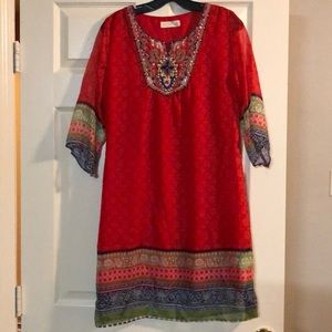 Red Embellished Embroidered Dress